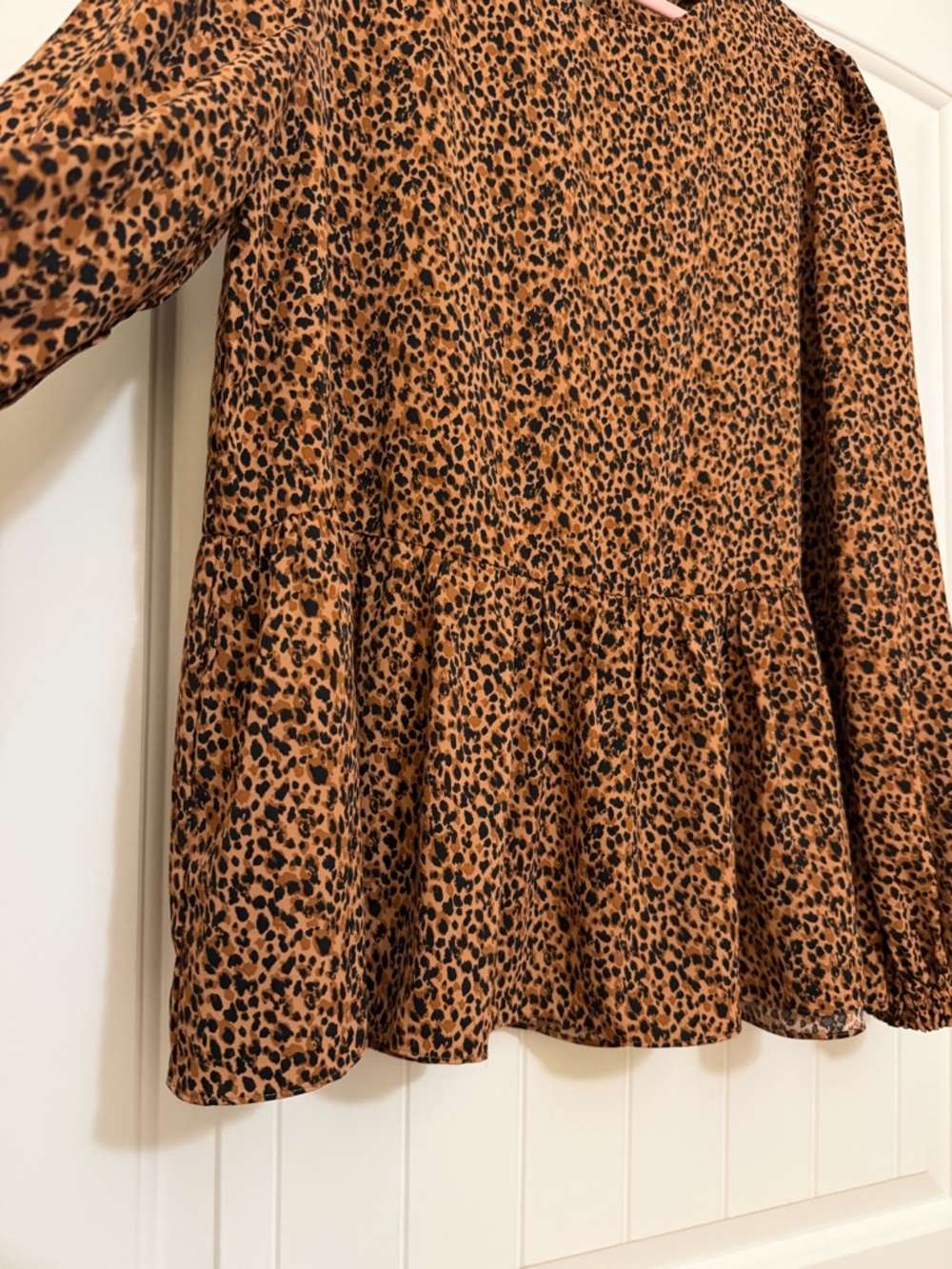 Pomander Place Leopard Print Peplum Top - Brown & Black Sz XL - Picture 4 of 17